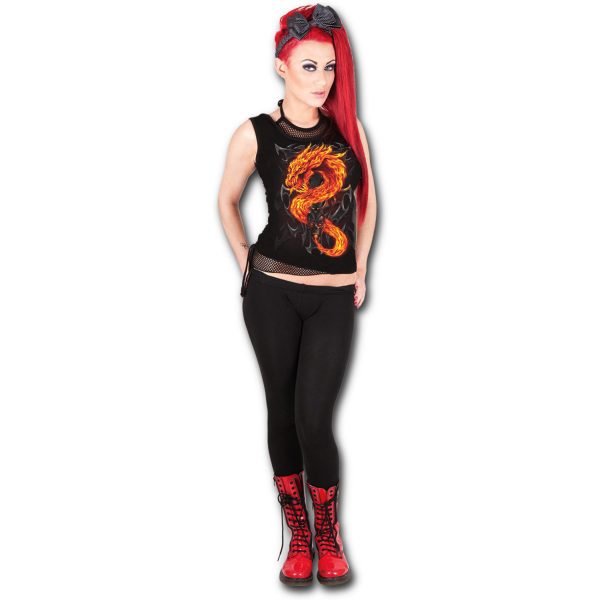 fashioniable Spiral Direct Haut Sans Manches ‘Fire Dragon’ Noir 3