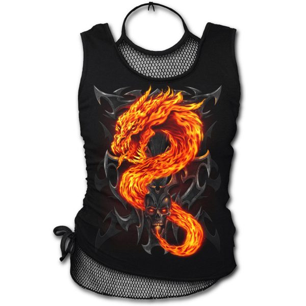 fashioniable Spiral Direct Haut Sans Manches ‘Fire Dragon’ Noir 1
