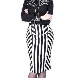 garantie de qualité RESTYLE Jupe ‘Crayon’ Noire Et Blanche 32