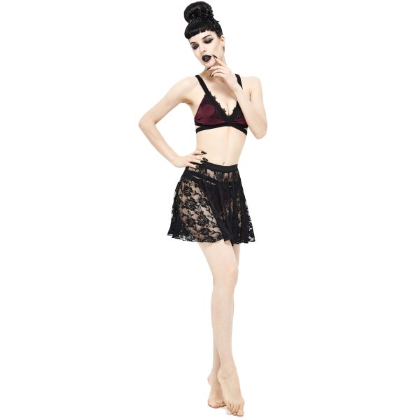 DEVIL FASHION Jupe De Plage ‘Narcissa’ En Dentelle Noire remise en ligne 3