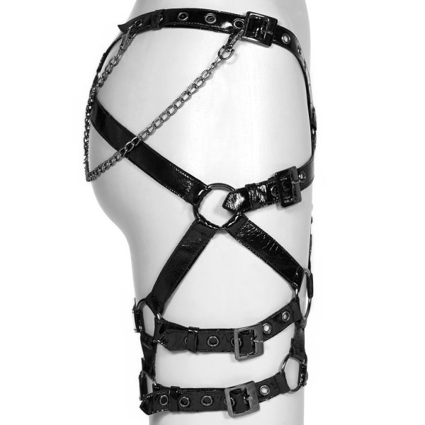 PUNK RAVE Jupe-Harnais ‘Serpentine’ Noire vente en ligne 13