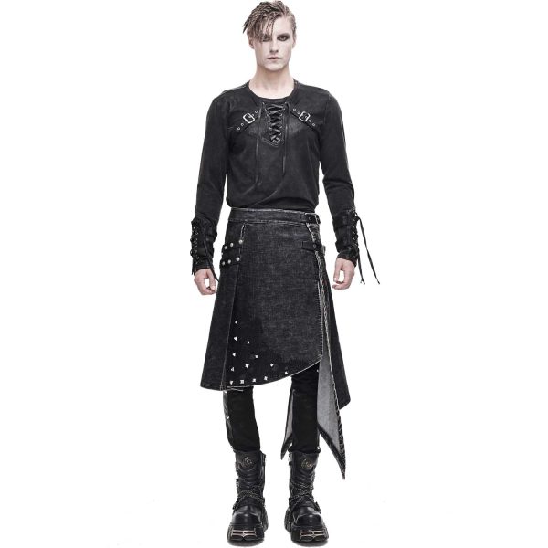 soldes ligne DEVIL FASHION Jupe Kilt ‘Golgotha’ Noire Anthracite 3