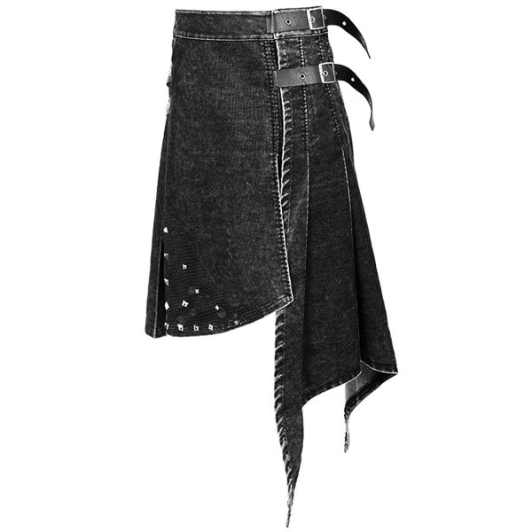 soldes ligne DEVIL FASHION Jupe Kilt ‘Golgotha’ Noire Anthracite 13
