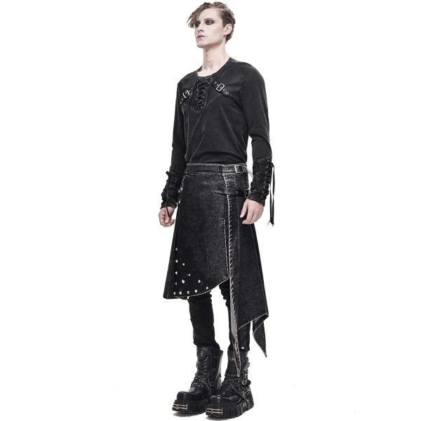 soldes ligne DEVIL FASHION Jupe Kilt ‘Golgotha’ Noire Anthracite 5