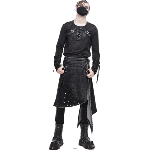 soldes ligne DEVIL FASHION Jupe Kilt ‘Golgotha’ Noire Anthracite 6