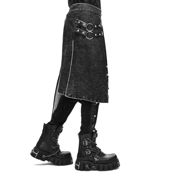 soldes ligne DEVIL FASHION Jupe Kilt ‘Golgotha’ Noire Anthracite 8