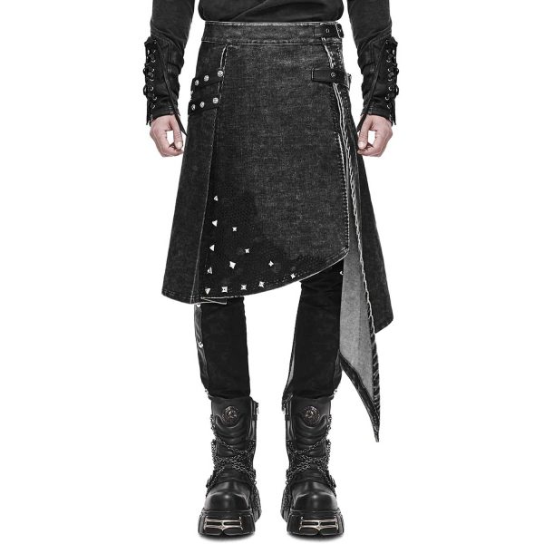 soldes ligne DEVIL FASHION Jupe Kilt ‘Golgotha’ Noire Anthracite 1