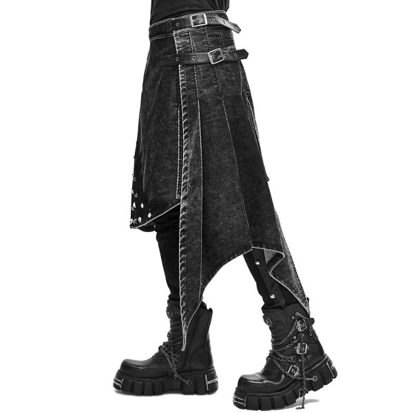 soldes ligne DEVIL FASHION Jupe Kilt ‘Golgotha’ Noire Anthracite 9