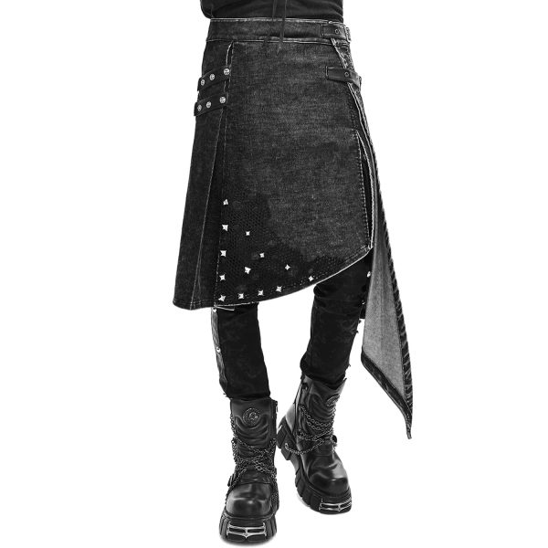 soldes ligne DEVIL FASHION Jupe Kilt ‘Golgotha’ Noire Anthracite 10
