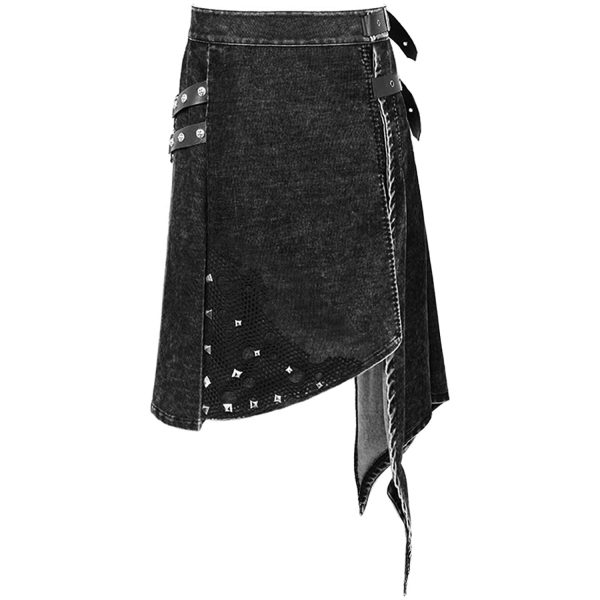 soldes ligne DEVIL FASHION Jupe Kilt ‘Golgotha’ Noire Anthracite 11