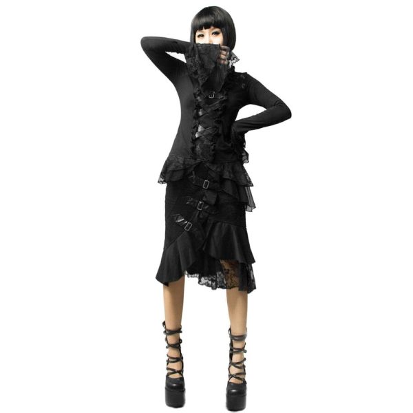 achat pas cher PUNK RAVE Jupe ‘Nocturna’ Noire 5