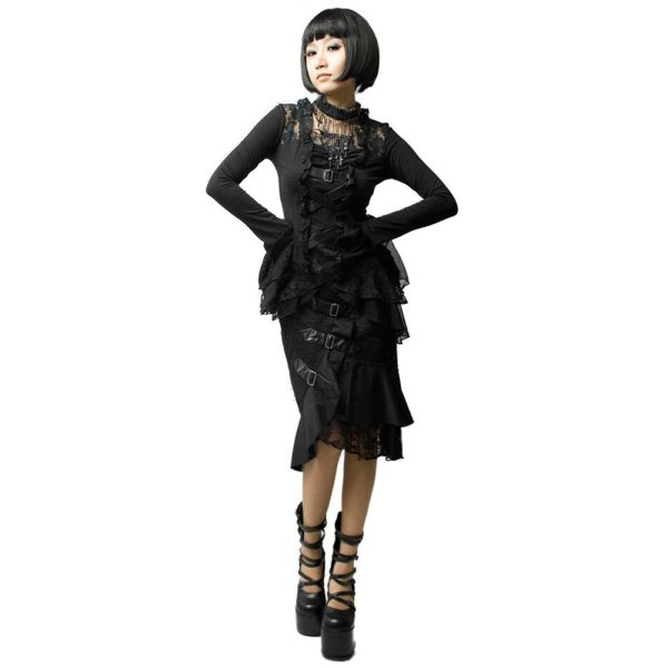 achat pas cher PUNK RAVE Jupe ‘Nocturna’ Noire 6