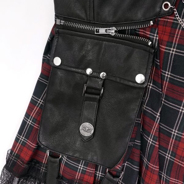 excellents soldes DEVIL FASHION Jupe ‘Punk Lace Up’ En Tartan Et Simili Cuir 21