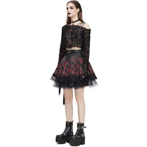 excellents soldes DEVIL FASHION Jupe ‘Punk Lace Up’ En Tartan Et Simili Cuir 36