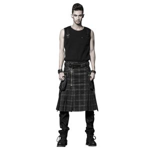 ﻿soldes PUNK RAVE Kilt ‘Bersek’ En Tartan à Carreaux Marrons Et Noirs 22