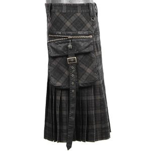 ﻿soldes PUNK RAVE Kilt ‘Bersek’ En Tartan à Carreaux Marrons Et Noirs 44