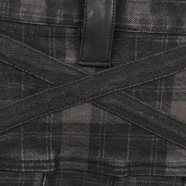 ﻿soldes PUNK RAVE Kilt ‘Bersek’ En Tartan à Carreaux Marrons Et Noirs 16