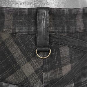 ﻿soldes PUNK RAVE Kilt ‘Bersek’ En Tartan à Carreaux Marrons Et Noirs 50