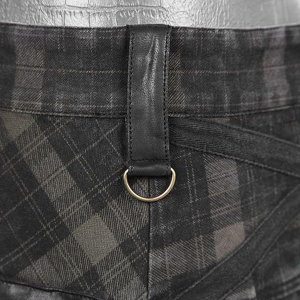 ﻿soldes PUNK RAVE Kilt ‘Bersek’ En Tartan à Carreaux Marrons Et Noirs 17