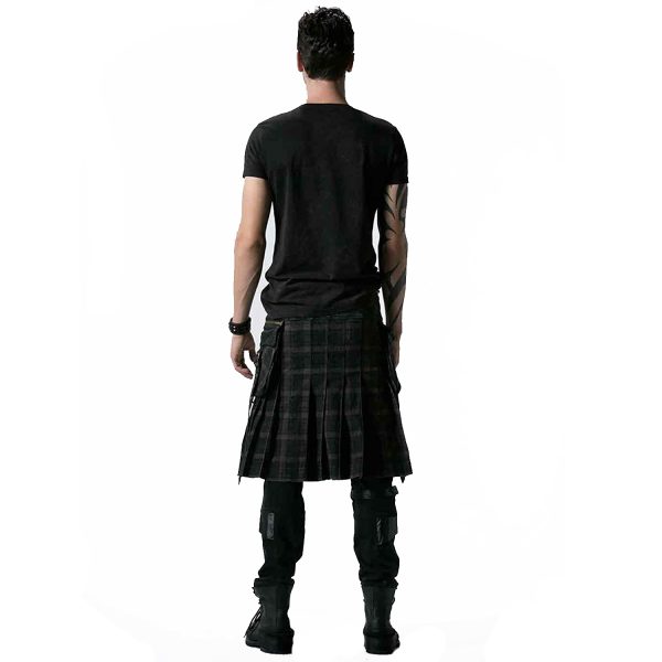 ﻿soldes PUNK RAVE Kilt ‘Bersek’ En Tartan à Carreaux Marrons Et Noirs 7