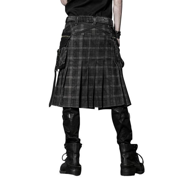 ﻿soldes PUNK RAVE Kilt ‘Bersek’ En Tartan à Carreaux Marrons Et Noirs 10