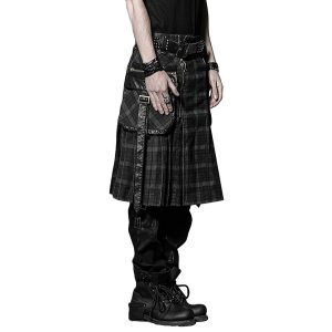 ﻿soldes PUNK RAVE Kilt ‘Bersek’ En Tartan à Carreaux Marrons Et Noirs 38