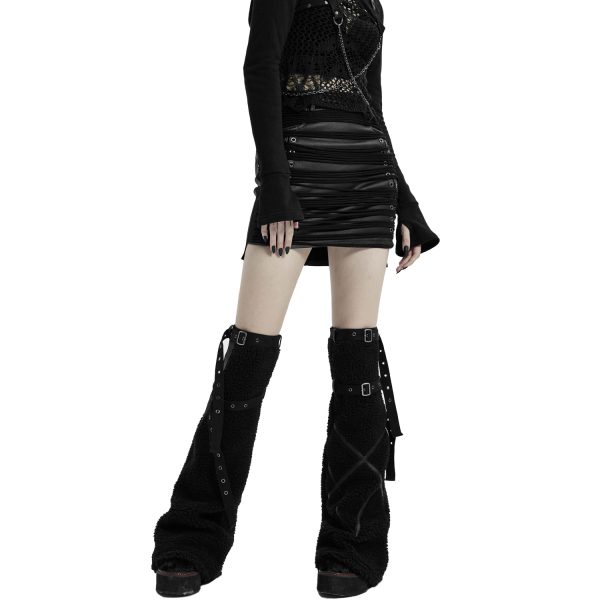 Retour Facile et Gratuit PUNK RAVE Leg Warmers ‘Draconia’ Noirs 4