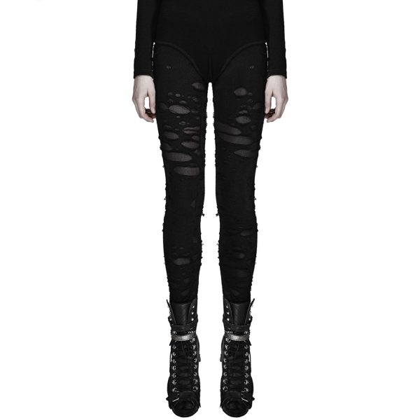 PUNK RAVE Legging ‘Ripped Off’ Noir Retour Gratuit 6