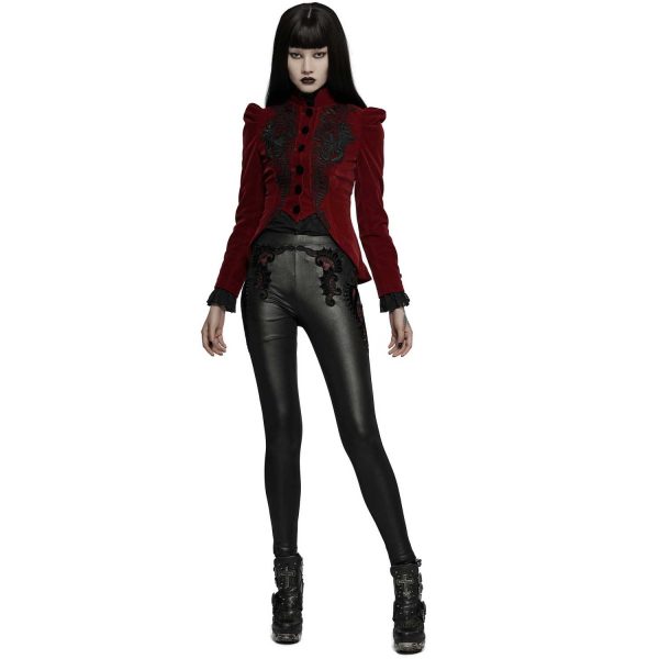 PUNK RAVE Leggings ‘Alluria’ Noir Et Rouge qualité supérieure 3