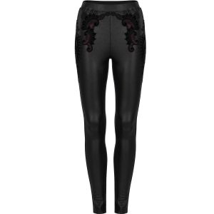 PUNK RAVE Leggings ‘Alluria’ Noir Et Rouge qualité supérieure 32