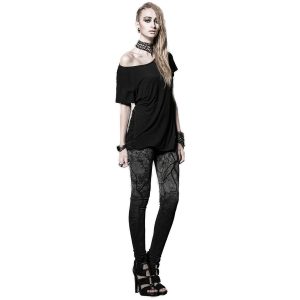 Livraison internationale PUNK RAVE Leggings ‘Brocéliande’ Noir Et Gris 18