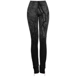 Livraison internationale PUNK RAVE Leggings ‘Brocéliande’ Noir Et Gris 28
