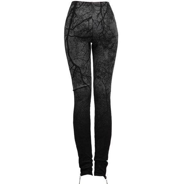 Livraison internationale PUNK RAVE Leggings ‘Brocéliande’ Noir Et Gris 9