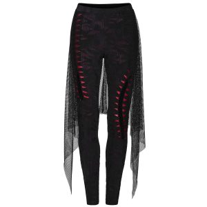 meilleur service PUNK RAVE Leggings ‘Goth Flames’ Noir Et Rouge 38