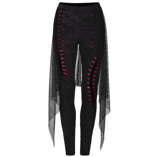 meilleur service PUNK RAVE Leggings ‘Goth Flames’ Noir Et Rouge 12