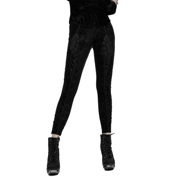 outlet soldes PUNK RAVE Leggings ‘Gothic Retro’ Noir 1