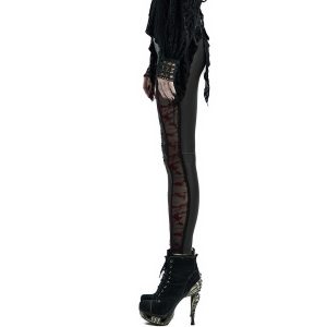 luxe soldes PUNK RAVE Leggings ‘Hecate’ Noir Et Bordeaux 38