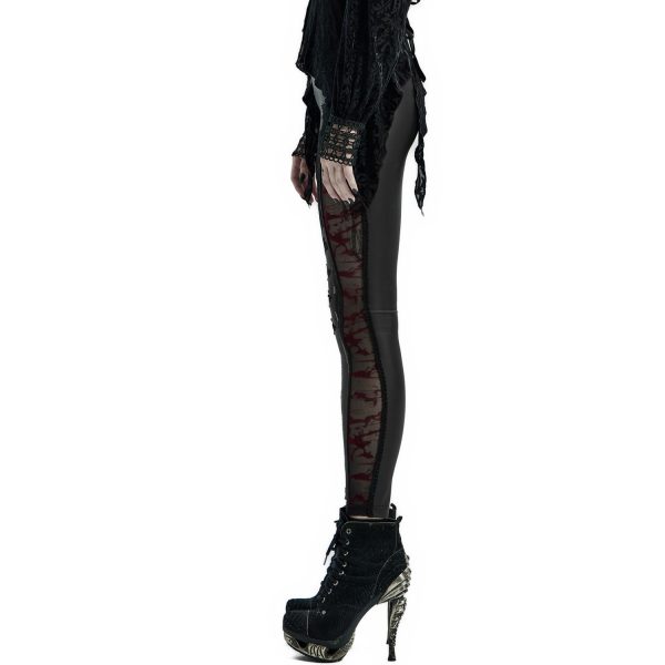 luxe soldes PUNK RAVE Leggings ‘Hecate’ Noir Et Bordeaux 12
