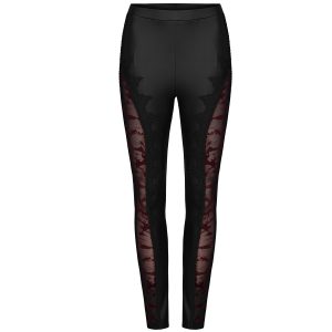 luxe soldes PUNK RAVE Leggings ‘Hecate’ Noir Et Bordeaux 40