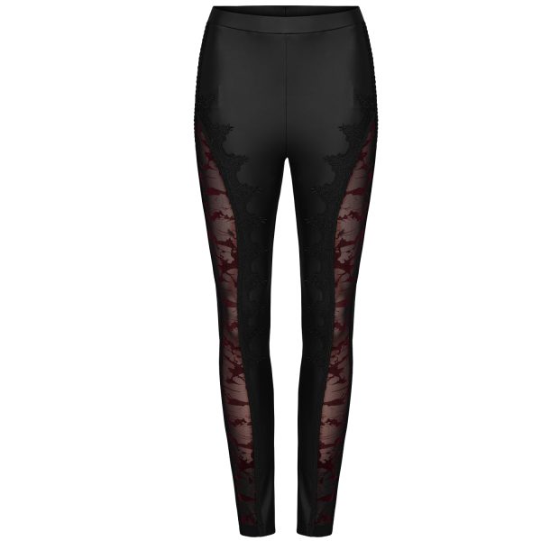 luxe soldes PUNK RAVE Leggings ‘Hecate’ Noir Et Bordeaux 13