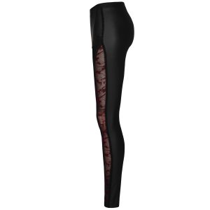 luxe soldes PUNK RAVE Leggings ‘Hecate’ Noir Et Bordeaux 44