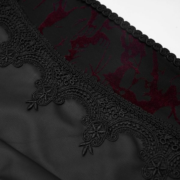 luxe soldes PUNK RAVE Leggings ‘Hecate’ Noir Et Bordeaux 17