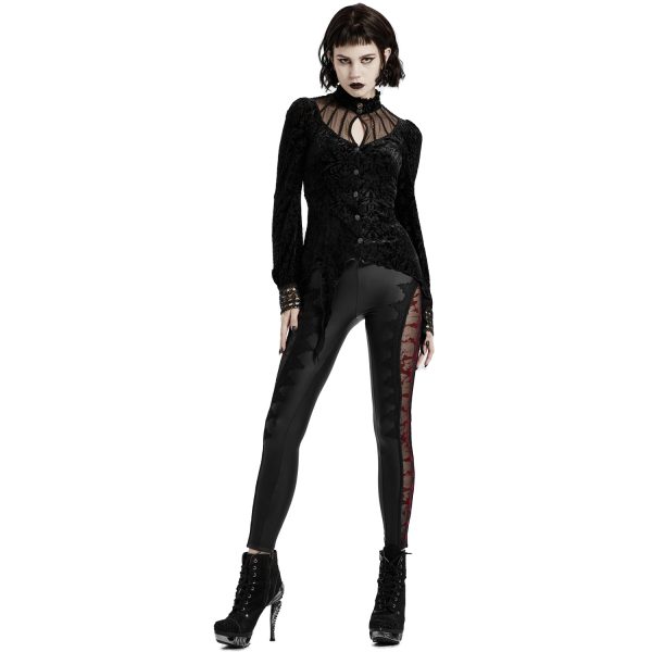 luxe soldes PUNK RAVE Leggings ‘Hecate’ Noir Et Bordeaux 5