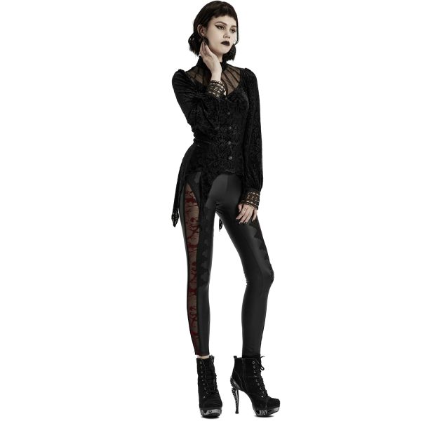 luxe soldes PUNK RAVE Leggings ‘Hecate’ Noir Et Bordeaux 7