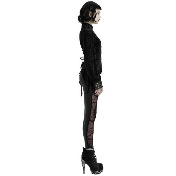 luxe soldes PUNK RAVE Leggings ‘Hecate’ Noir Et Bordeaux 8