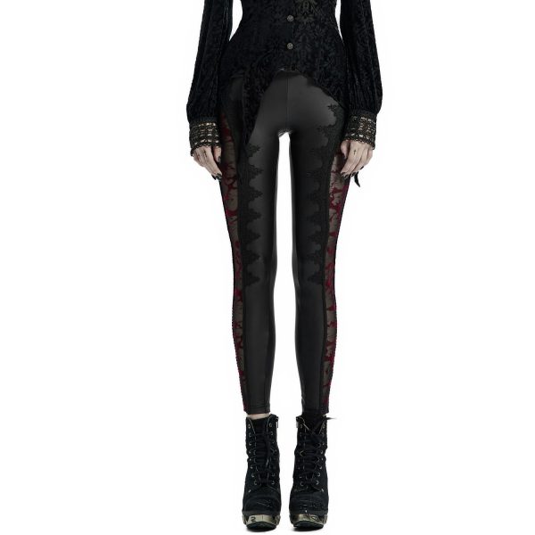luxe soldes PUNK RAVE Leggings ‘Hecate’ Noir Et Bordeaux 10