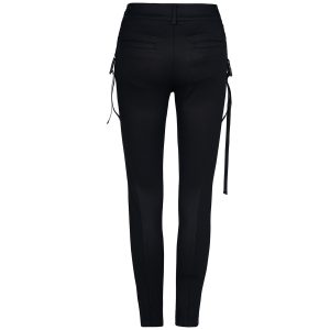 mode pas chere PUNK RAVE Leggings ‘Punk Stretch’ Noir Et Vert 37