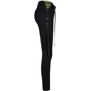 mode pas chere PUNK RAVE Leggings ‘Punk Stretch’ Noir Et Vert 39