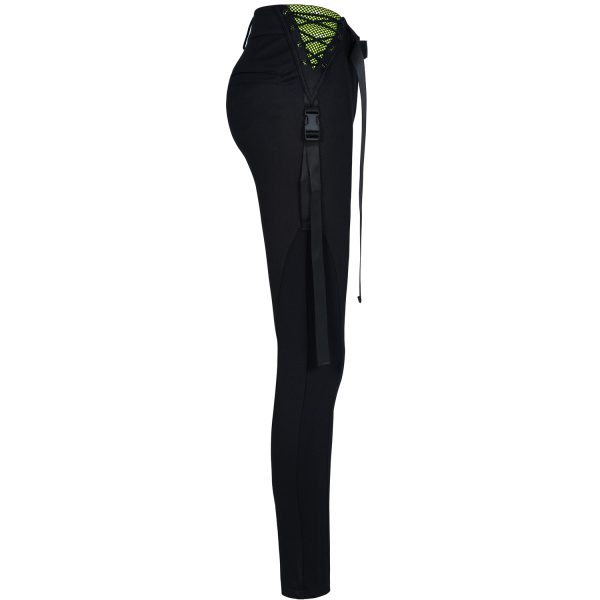 mode pas chere PUNK RAVE Leggings ‘Punk Stretch’ Noir Et Vert 13