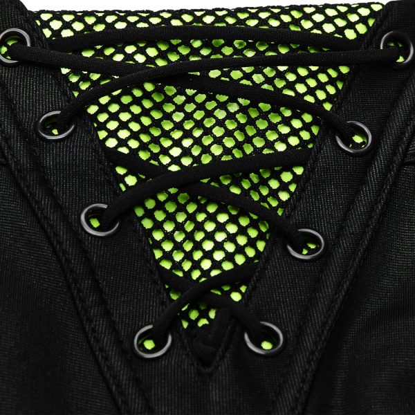 mode pas chere PUNK RAVE Leggings ‘Punk Stretch’ Noir Et Vert 16